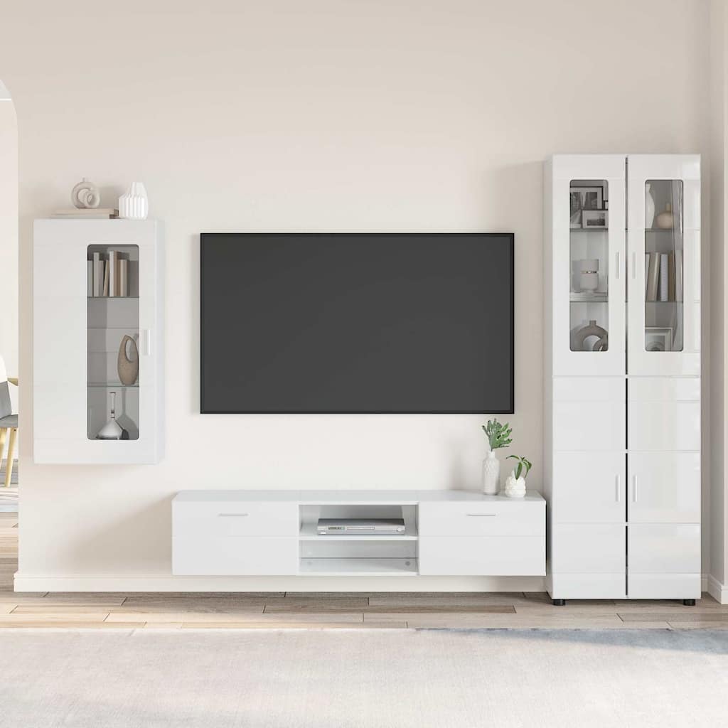 vidaXL Highboard met plank FLORIN Wit 60 x 35 x 182 cm Bewerkt hout