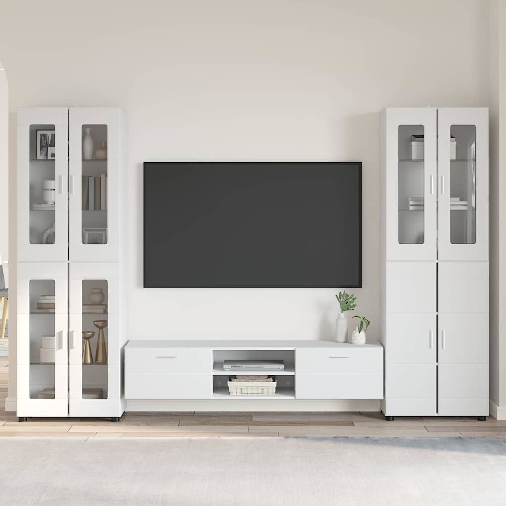 vidaXL Highboard met plank FLORIN Wit 60 x 35 x 182 cm Bewerkt hout