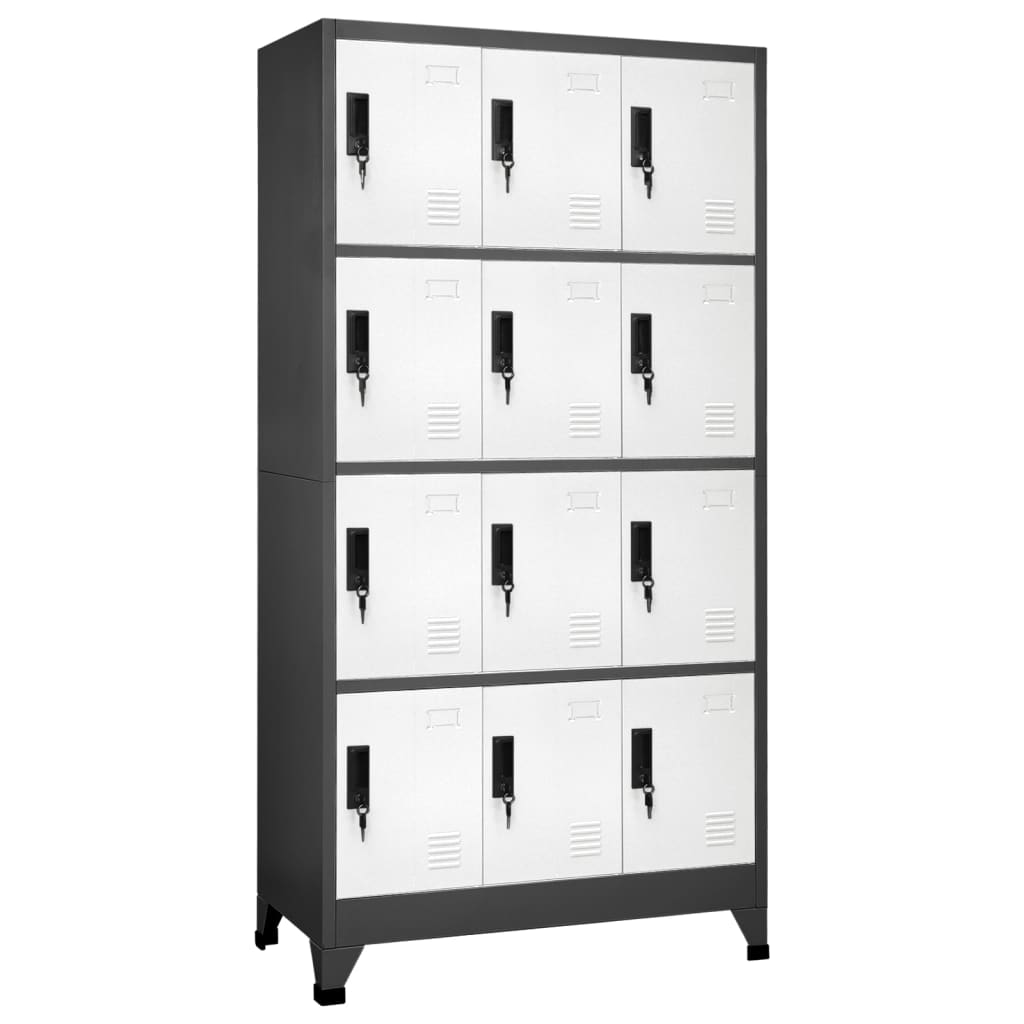 vidaXL Lockerkast met 6 vakken 90x45x180 cm staal grijs