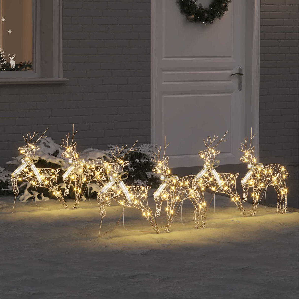 vidaXL LED Reindeer 4 pcs Gold Fabric