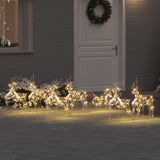 vidaXL LED Reindeer 5 pcs Gold Fabric