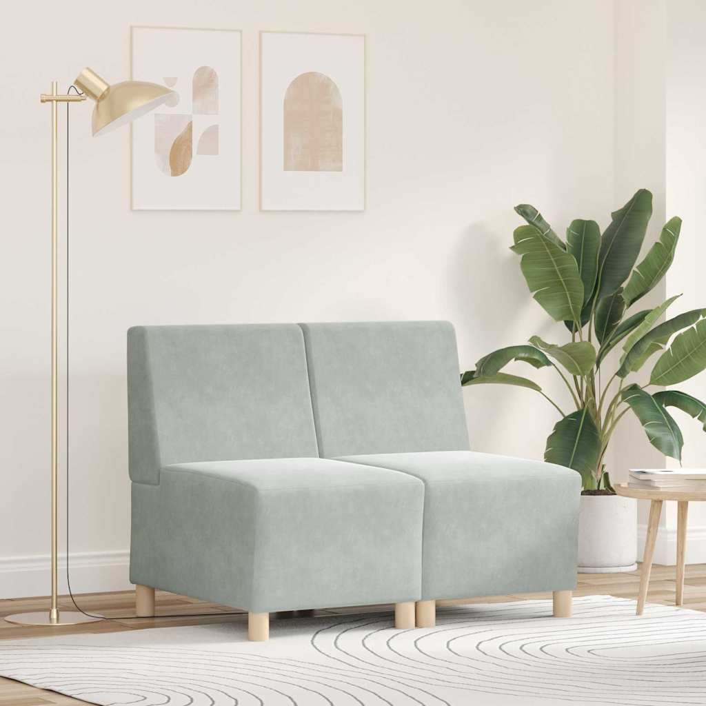 vidaXL Modulaire Sofa Eenheid Armless 2 pcs Lichtgrijs 55 x 74 x 82 cm