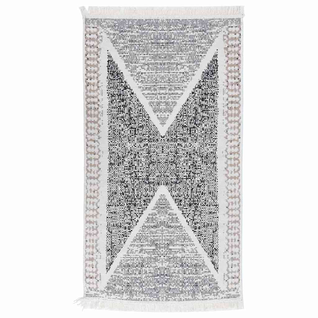 vidaXL Vloerkleed 120x180 cm katoen zwart en grijs