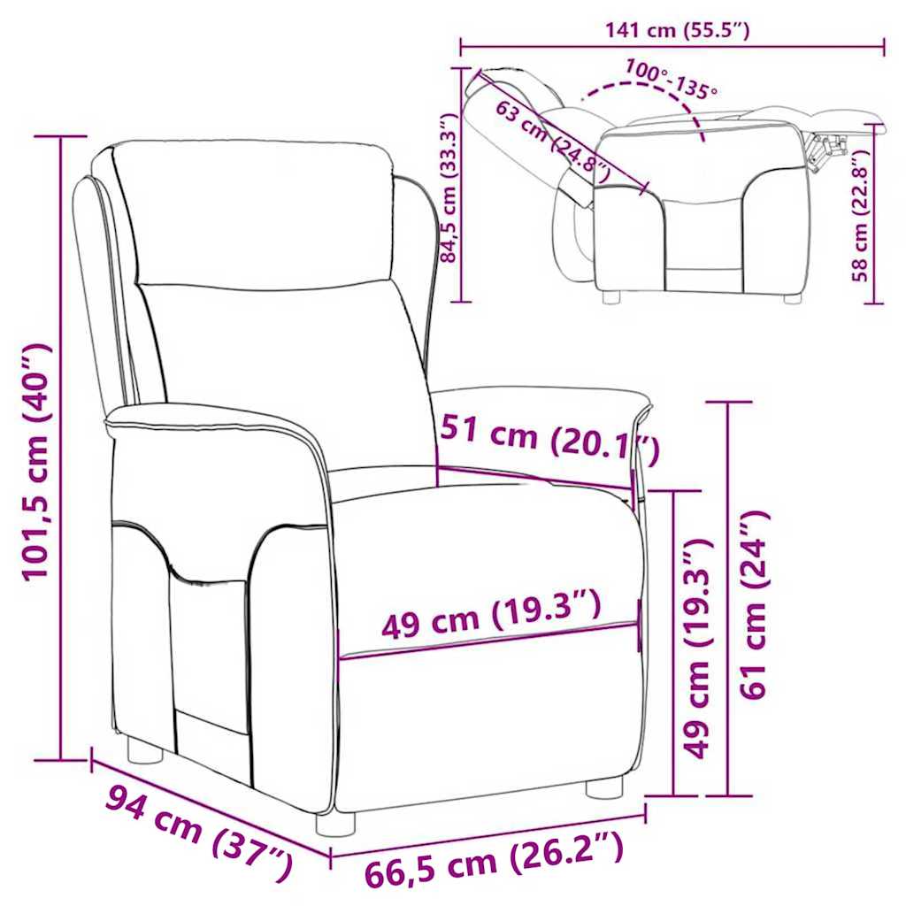 vidaXL Ligstoel Lichtgrijs 66,5 x 94 x 101,5 cm Polyester