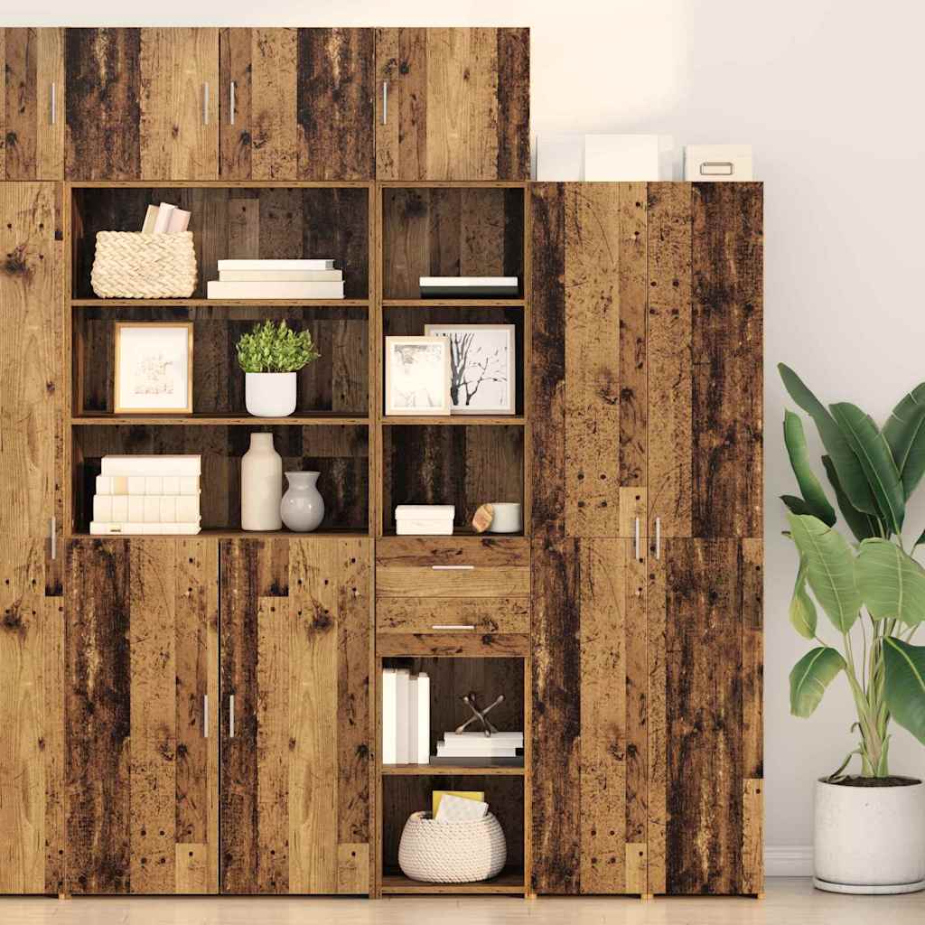 vidaXL Highboard met lade Oud Hout 40 x 42,5 x 185 cm Bewerkt hout
