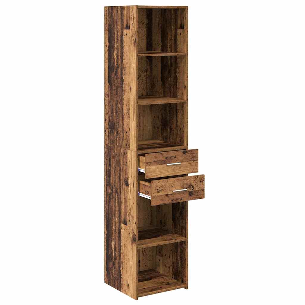 vidaXL Highboard met lade Oud Hout 40 x 42,5 x 185 cm Bewerkt hout