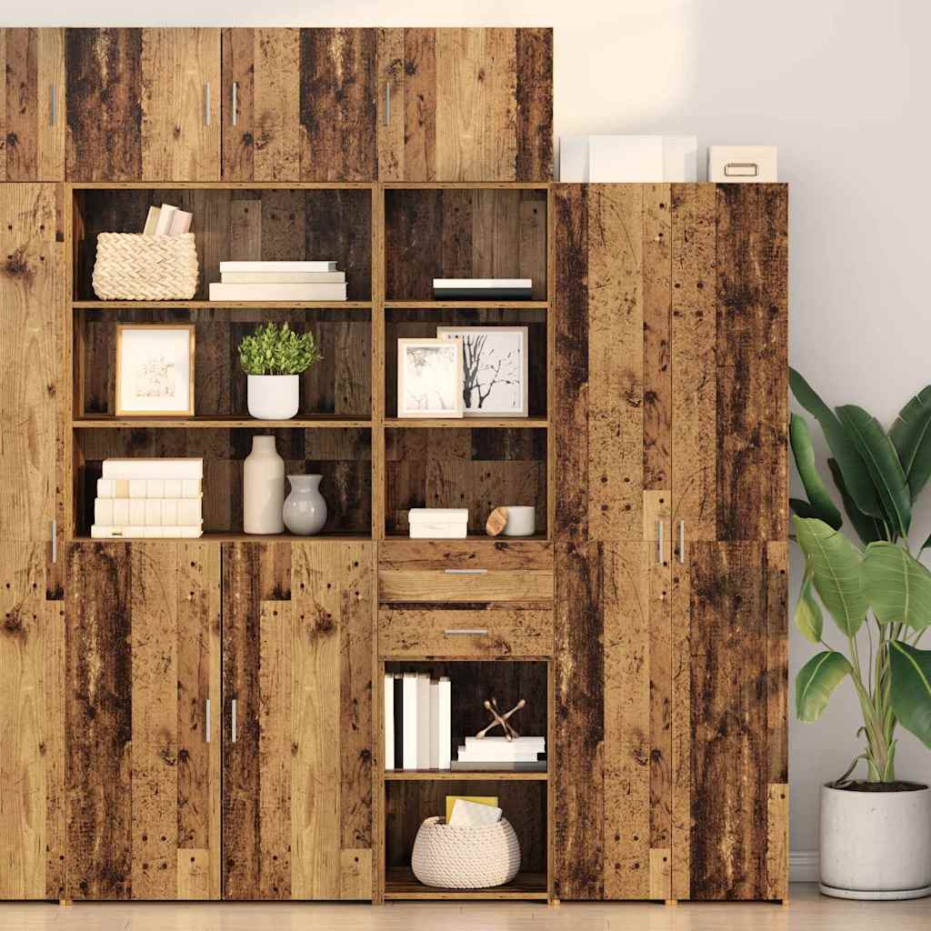 vidaXL Highboard met lade Oud Hout 45 x 42,5 x 185 cm Bewerkt hout