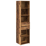 vidaXL Highboard met lade Oud Hout 45 x 42,5 x 185 cm Bewerkt hout