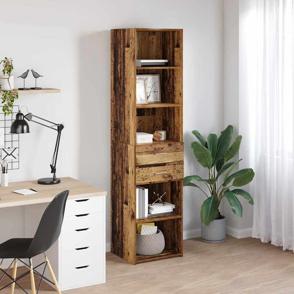 vidaXL Highboard met lade Oud Hout 45 x 42,5 x 185 cm Bewerkt hout