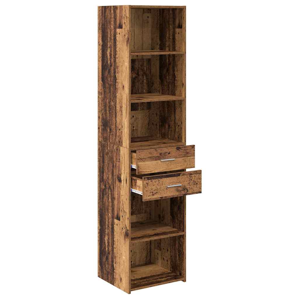vidaXL Highboard met lade Oud Hout 45 x 42,5 x 185 cm Bewerkt hout