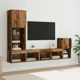 vidaXL 4-delige Tv-wandmeubelset met LED bewerkt hout grijs sonoma