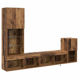 vidaXL 4-delige Tv-wandmeubelset met LED bewerkt hout grijs sonoma