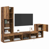 vidaXL 4-delige Tv-wandmeubelset met LED bewerkt hout grijs sonoma