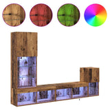 vidaXL 4-delige Tv-wandmeubelset met LED bewerkt hout grijs sonoma