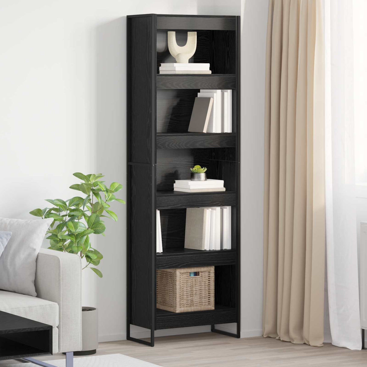 vidaXL Bookcase 2 pcs Black Oak 80 x 30 x 155 cm Engineered wood