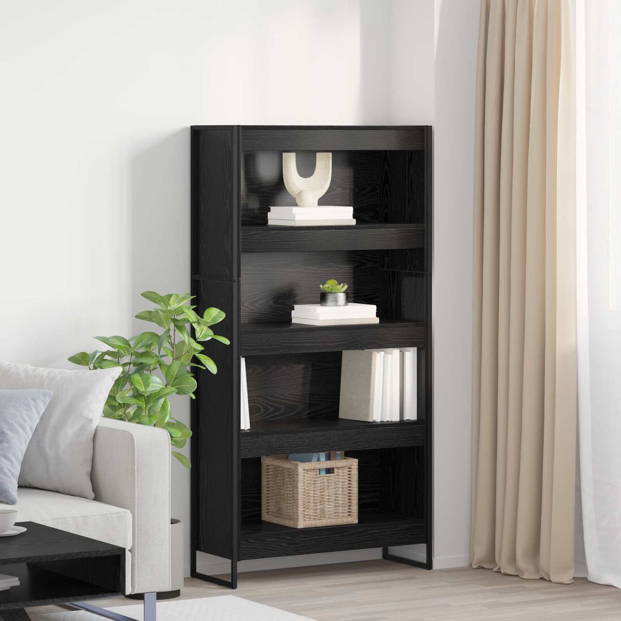 vidaXL Bookcase 2 pcs Black Oak 80 x 30 x 155 cm Engineered wood