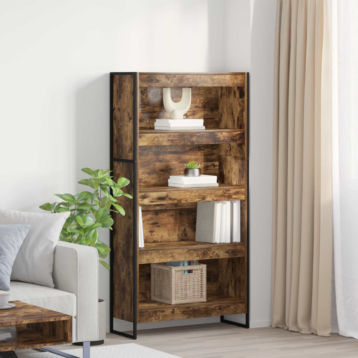 vidaXL Bookcase 2 pcs Black Oak 80 x 30 x 155 cm Engineered wood