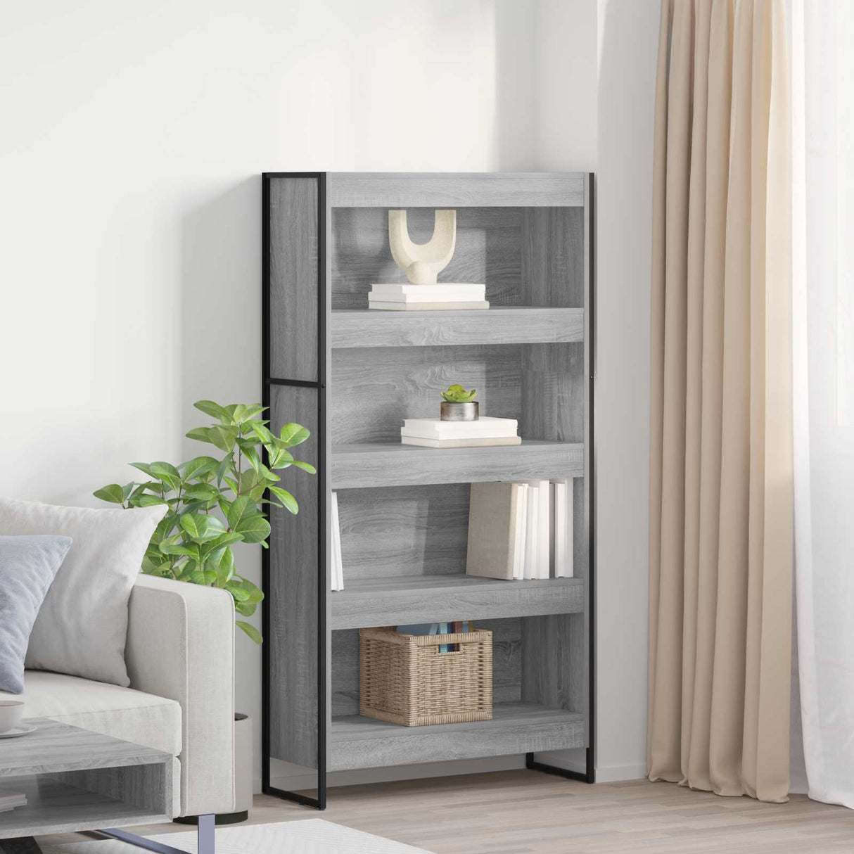vidaXL Bookcase 2 pcs Black Oak 80 x 30 x 155 cm Engineered wood