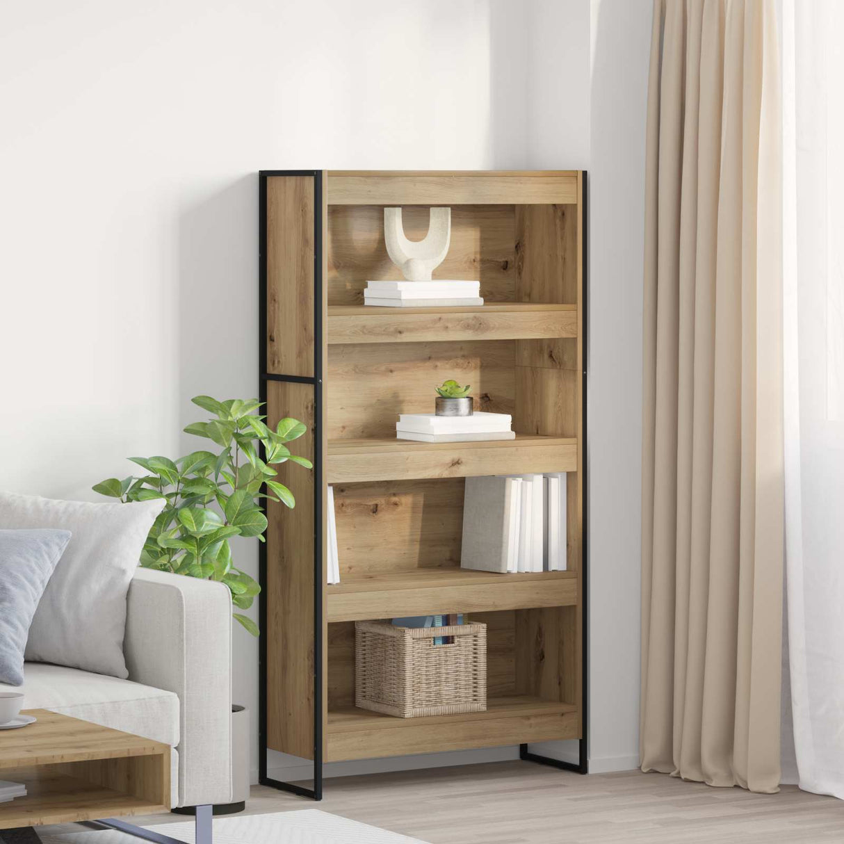 vidaXL Bookcase 2 pcs Black Oak 80 x 30 x 155 cm Engineered wood