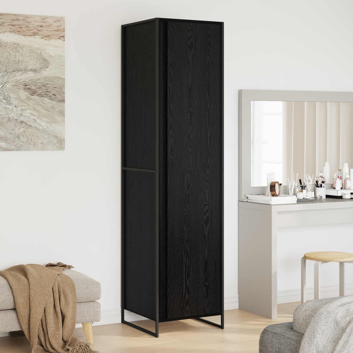 vidaXL Storage Cabinet 2 pcs Black Oak 50 x 50 x 200 cm Engineered wood