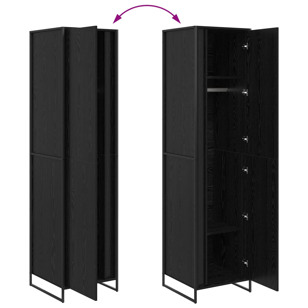 vidaXL Storage Cabinet 2 pcs Black Oak 50 x 50 x 200 cm Engineered wood