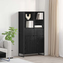 vidaXL Dressoir 2 pcs Zwart Eiken 81 x 36 x 150.5 cm Bewerkt hout