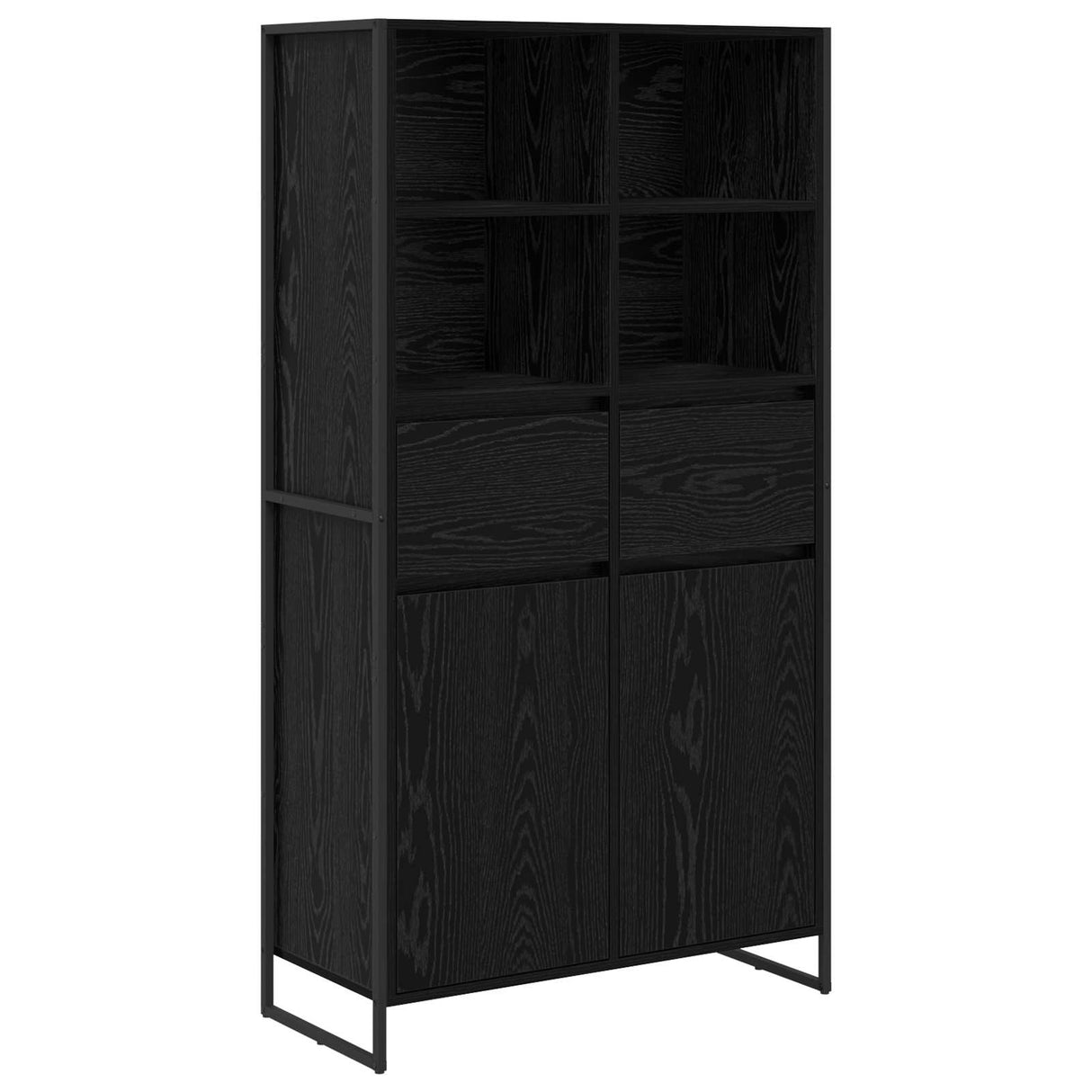 vidaXL Dressoir 2 pcs Zwart Eiken 81 x 36 x 150.5 cm Bewerkt hout
