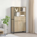 vidaXL Dressoir 2 pcs Zwart Eiken 81 x 36 x 150.5 cm Bewerkt hout