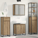 vidaXL Badkamermeubel Set met lade met plank Zwart Eiken Bewerkt hout
