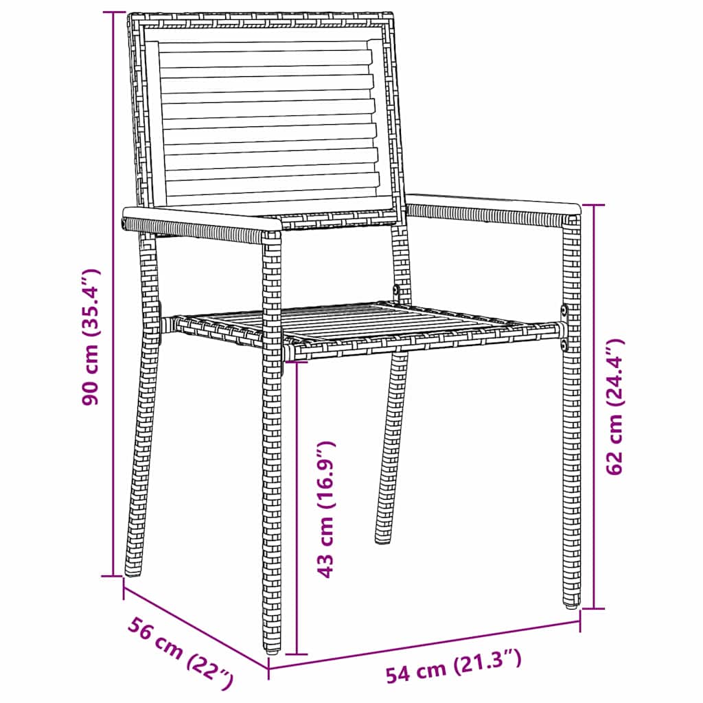 vidaXL Stacking Garden Chairs 4 pcs Brown and Black