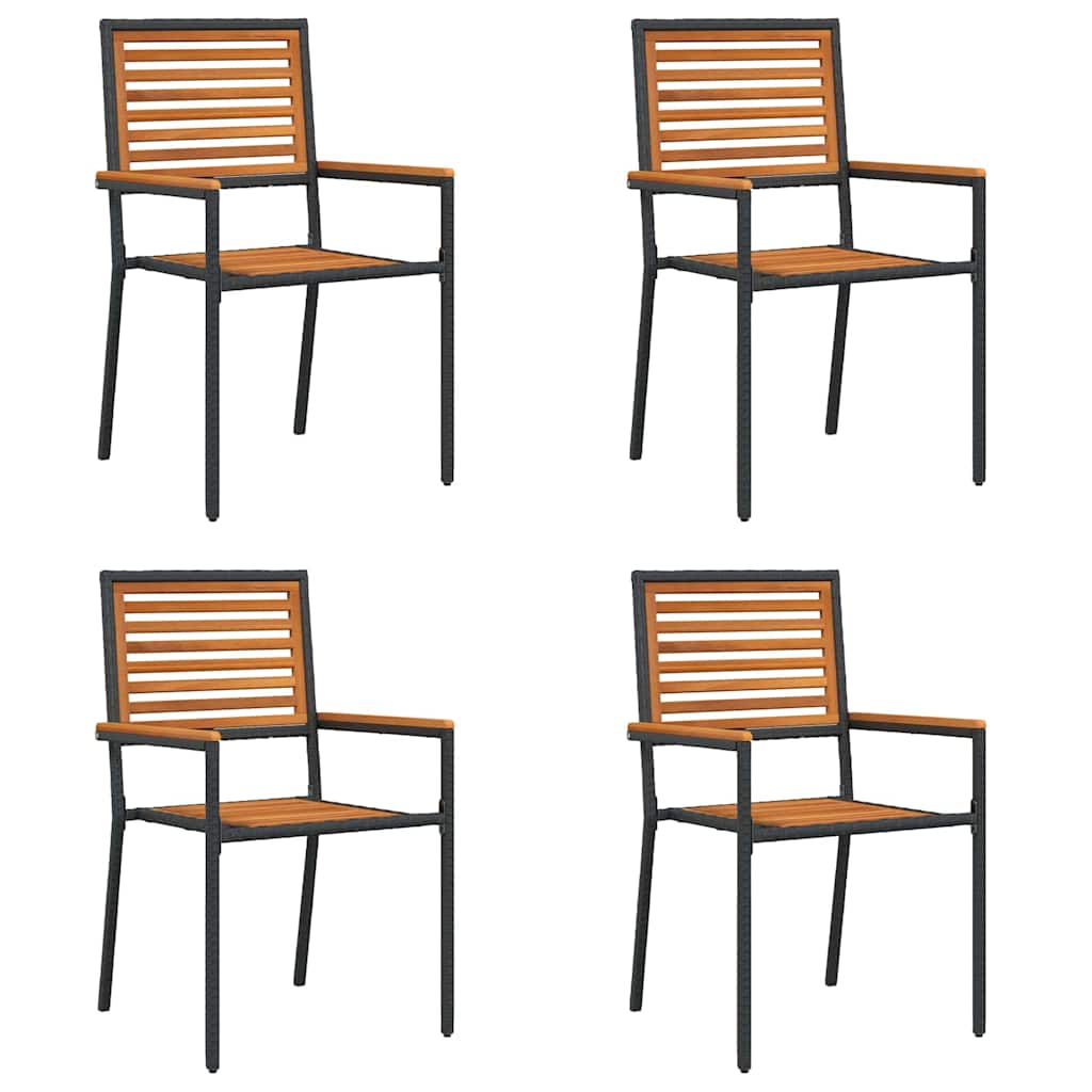 vidaXL Stacking Garden Chairs 4 pcs Brown and Black