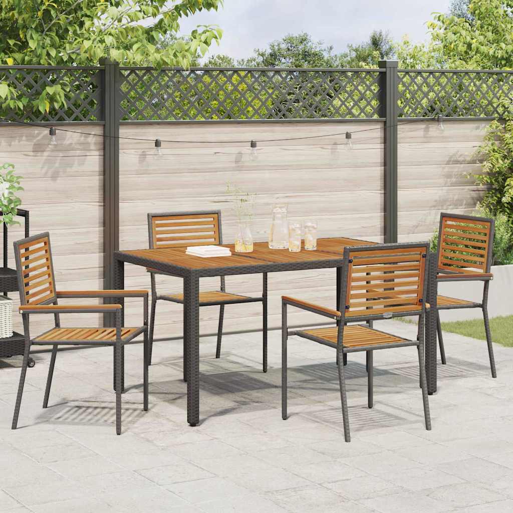 vidaXL Stacking Garden Chairs 4 pcs Brown and Black