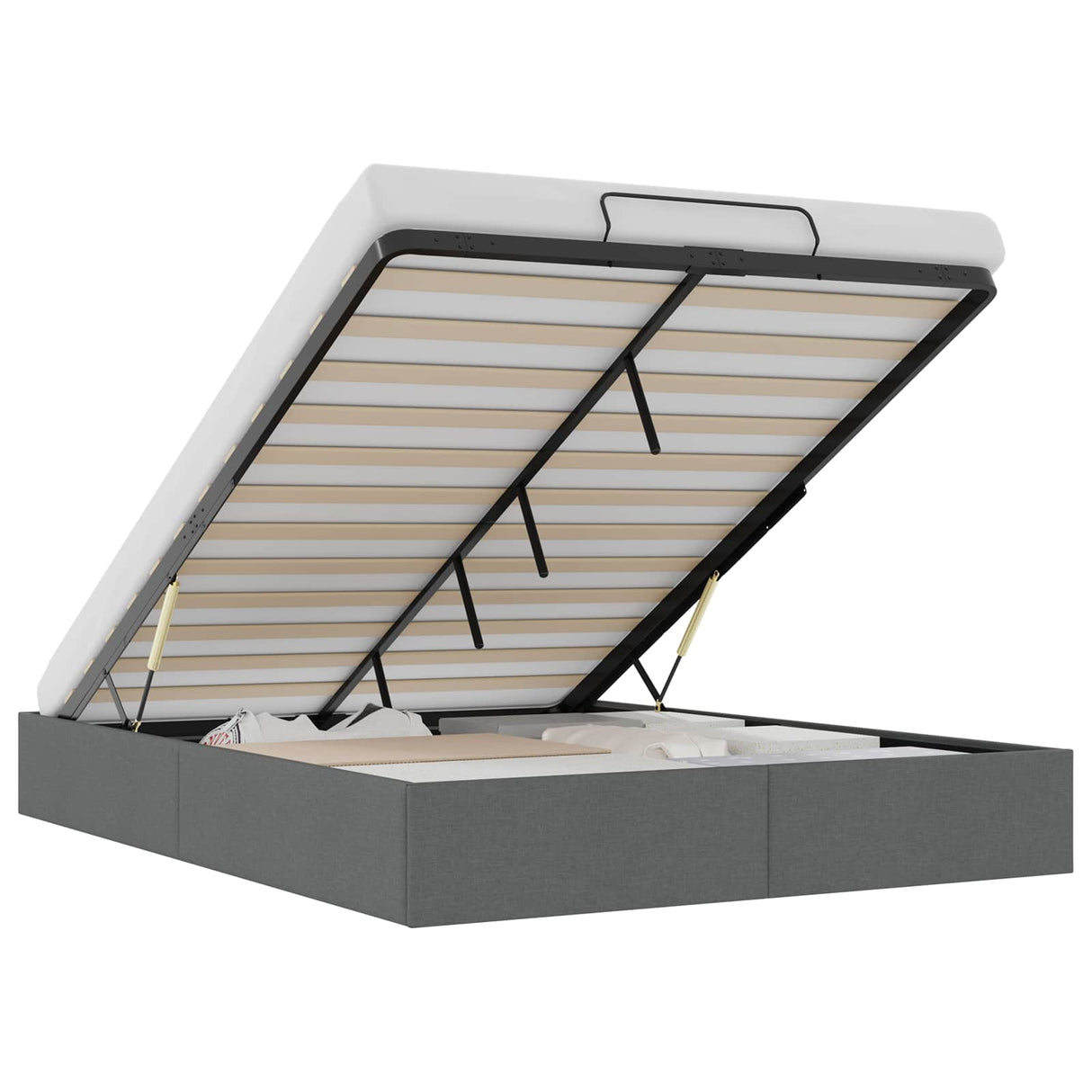 vidaXL Ottoman Bedframe Donkergrijs 153 x 203 cm Stof