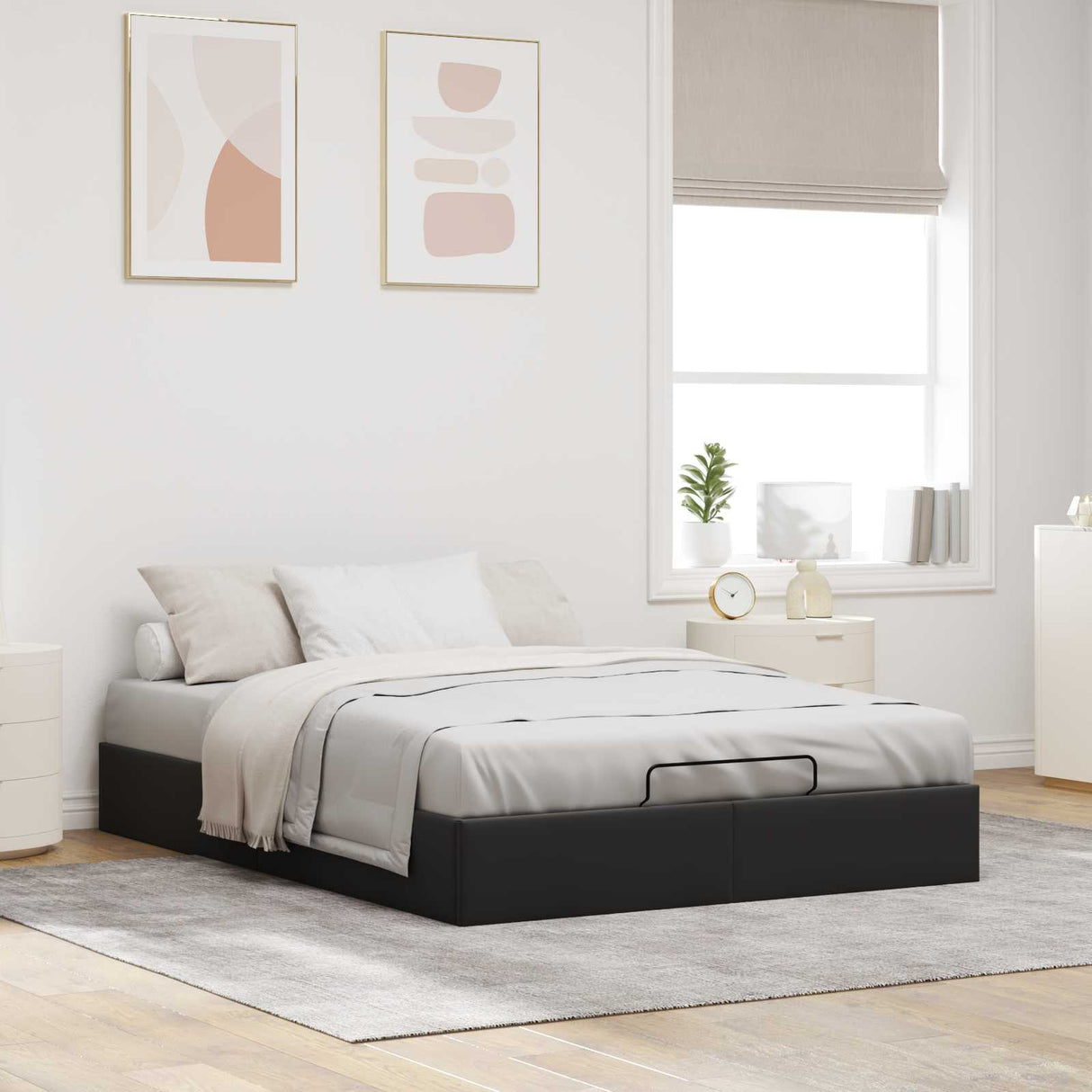 vidaXL Ottoman Bedframe Zwart 153 x 203 cm Fluweel