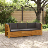 vidaXL Outdoor bench set with cushions 2 Pieces Brown Solid Acacia Wood