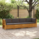 vidaXL Outdoor bench set with cushions 2 Pieces Brown Solid Acacia Wood