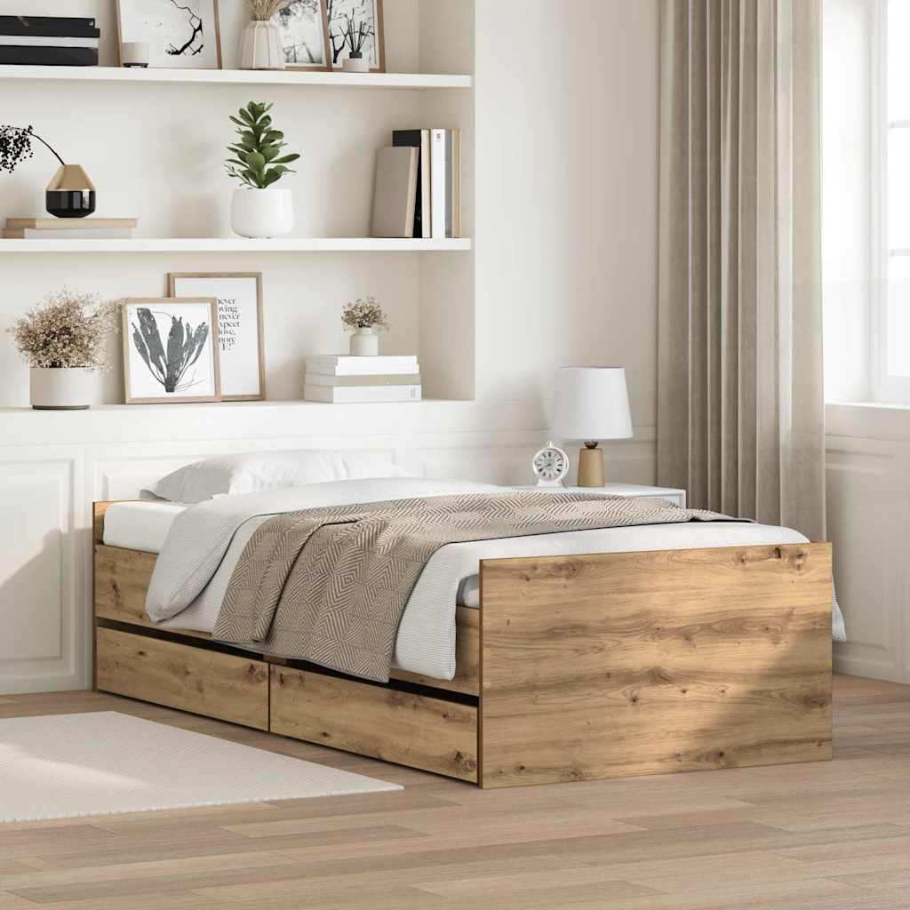 vidaXL Bedframe met lades wit 100x200 cm