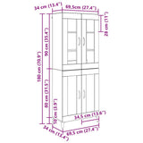 vidaXL Highboard Oud Hout 69,5 x 34 x 180 cm Bewerkt hout