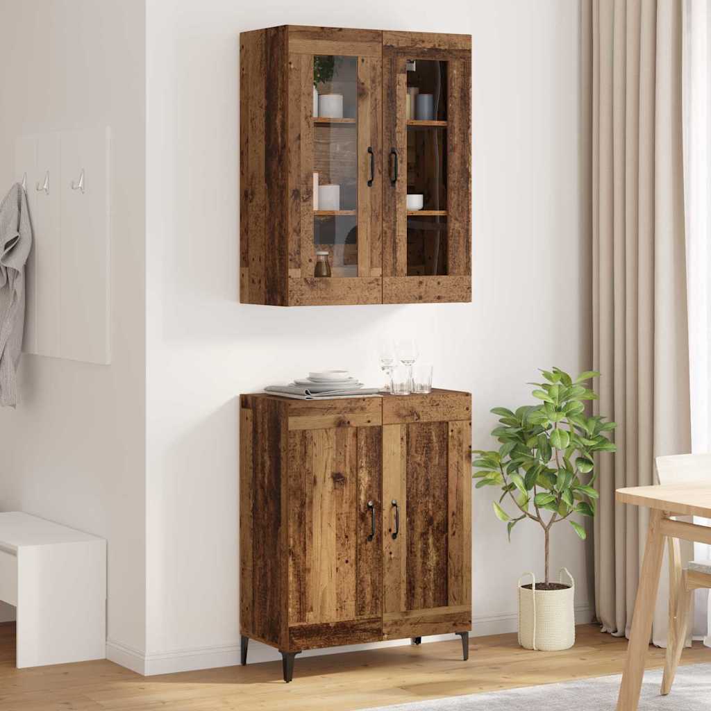 vidaXL Highboard Oud Hout 69,5 x 34 x 180 cm Bewerkt hout