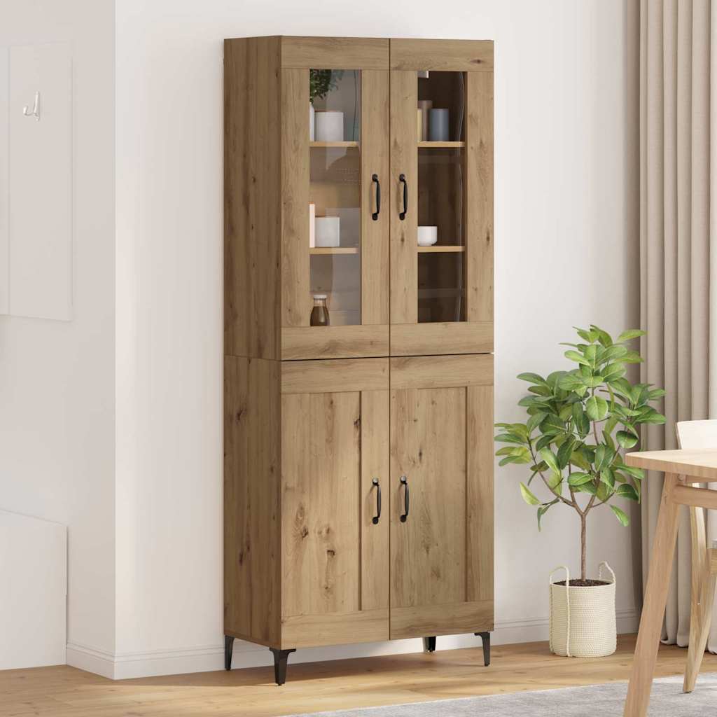 vidaXL Highboard Oud Hout 69,5 x 34 x 180 cm Bewerkt hout