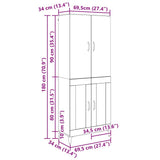 vidaXL Highboard Oud Hout 69,5 x 34 x 180 cm Bewerkt hout