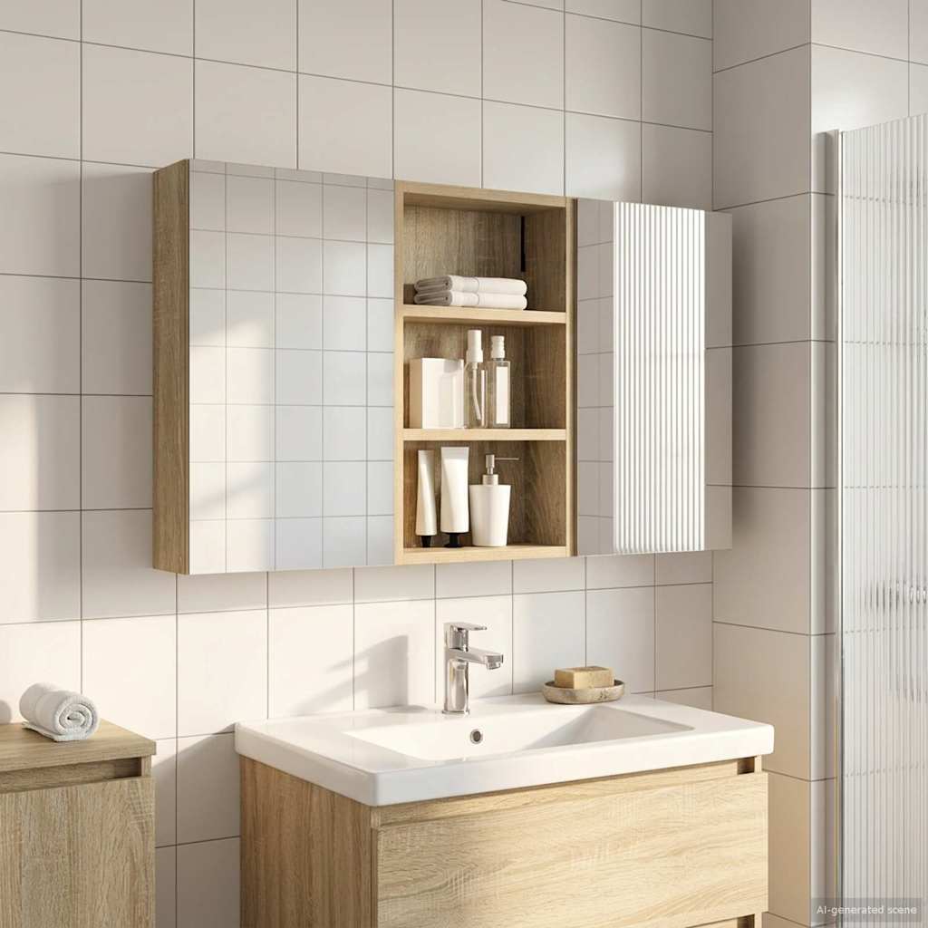 vidaXL Badkamerkast set met plank 3 pcs 80 x 10,5 x 50 cm Bewerkt hout