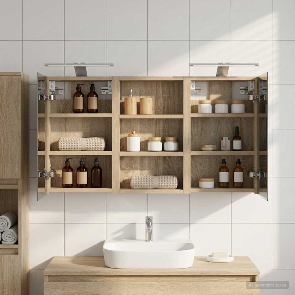 vidaXL Badkamerkast set met plank 3 pcs 80 x 10,5 x 50 cm Bewerkt hout