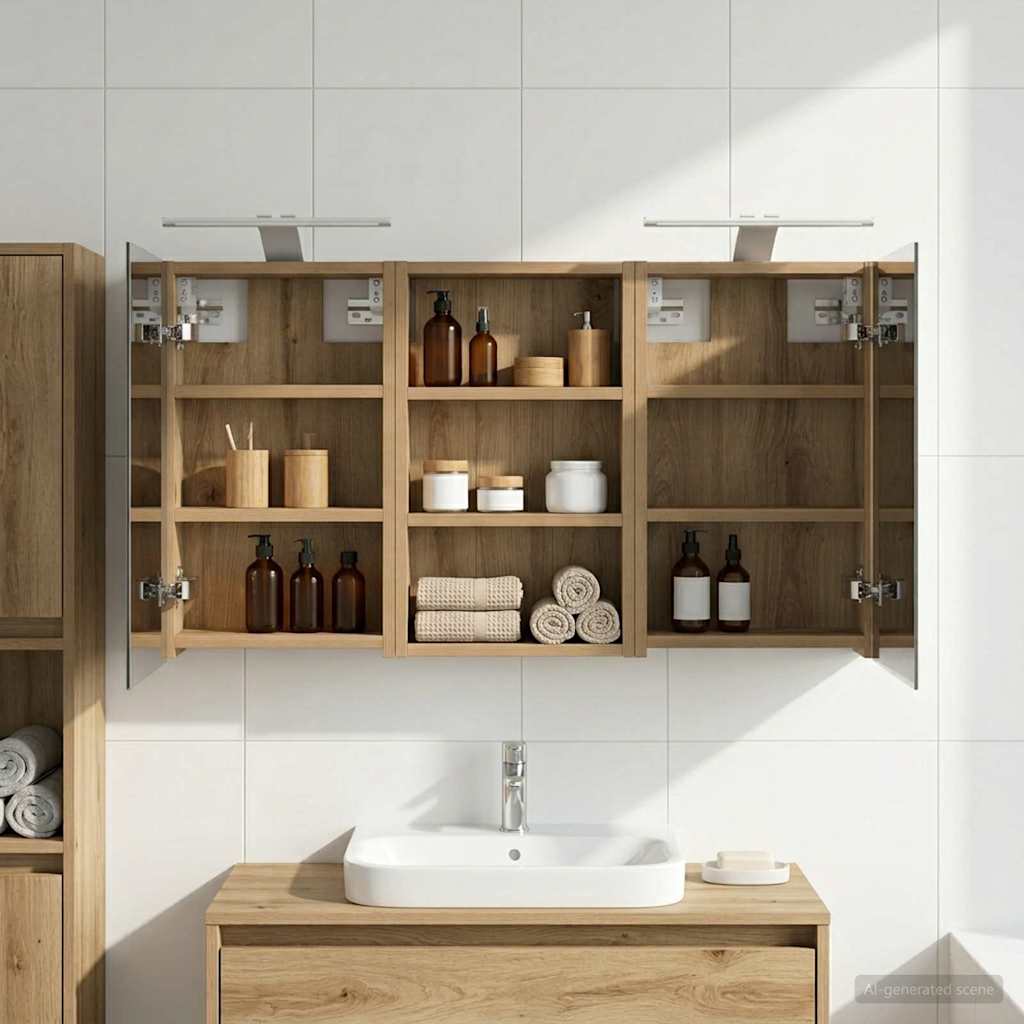 vidaXL Badkamerkast set met plank 3 pcs 80 x 10,5 x 50 cm Bewerkt hout