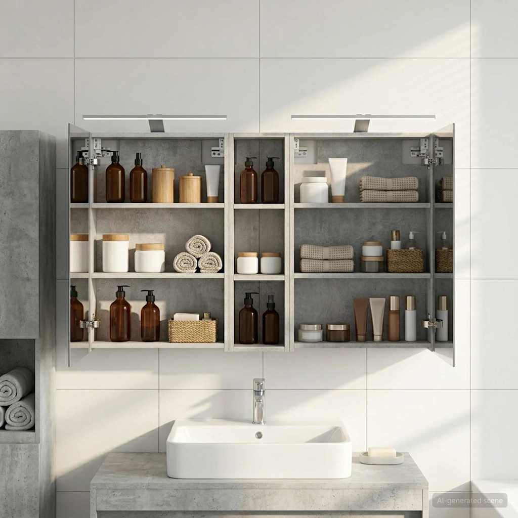 vidaXL Badkamerkast set met plank 3 pcs 80 x 10,5 x 50 cm Bewerkt hout