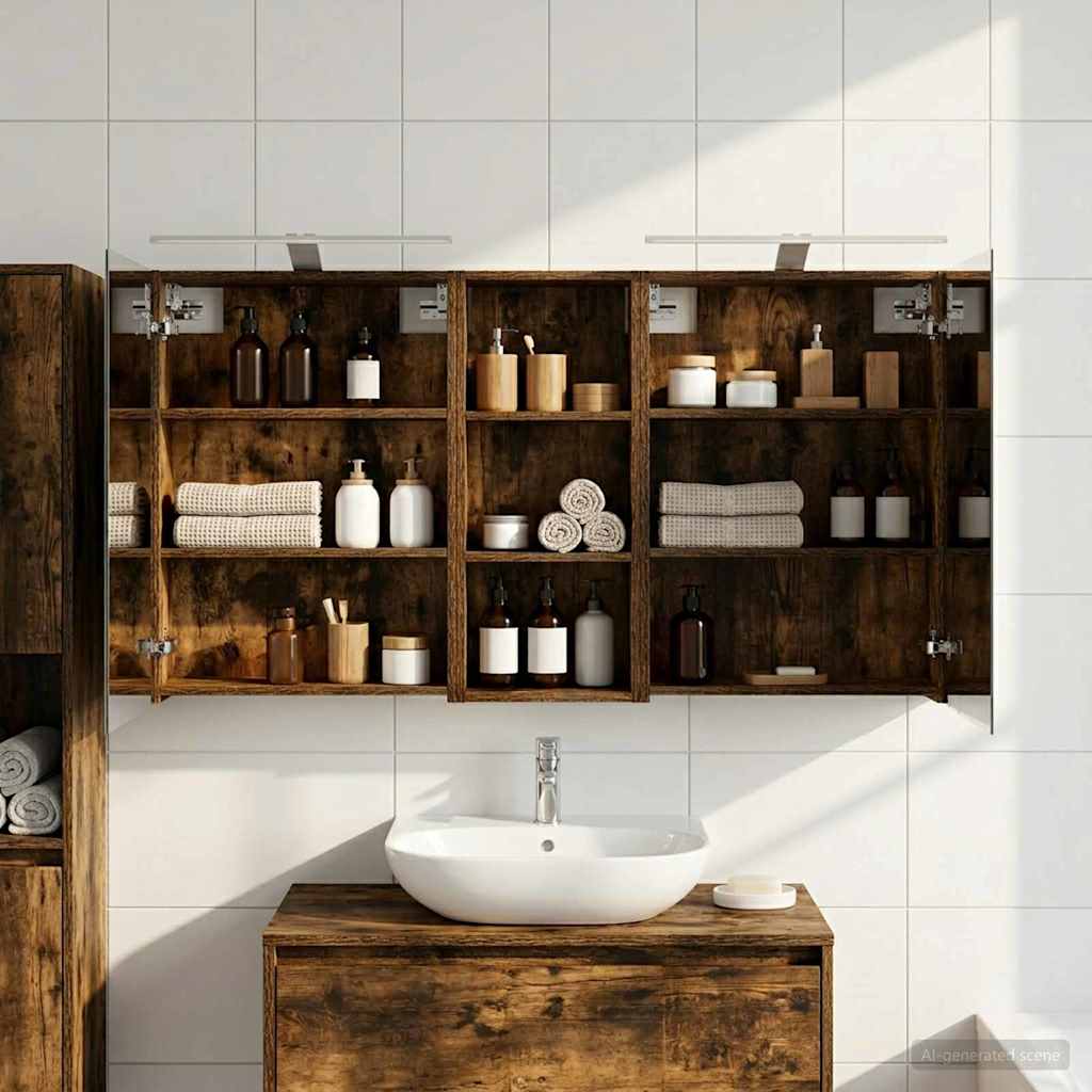 vidaXL Badkamerkast set met plank 3 pcs 80 x 10,5 x 50 cm Bewerkt hout