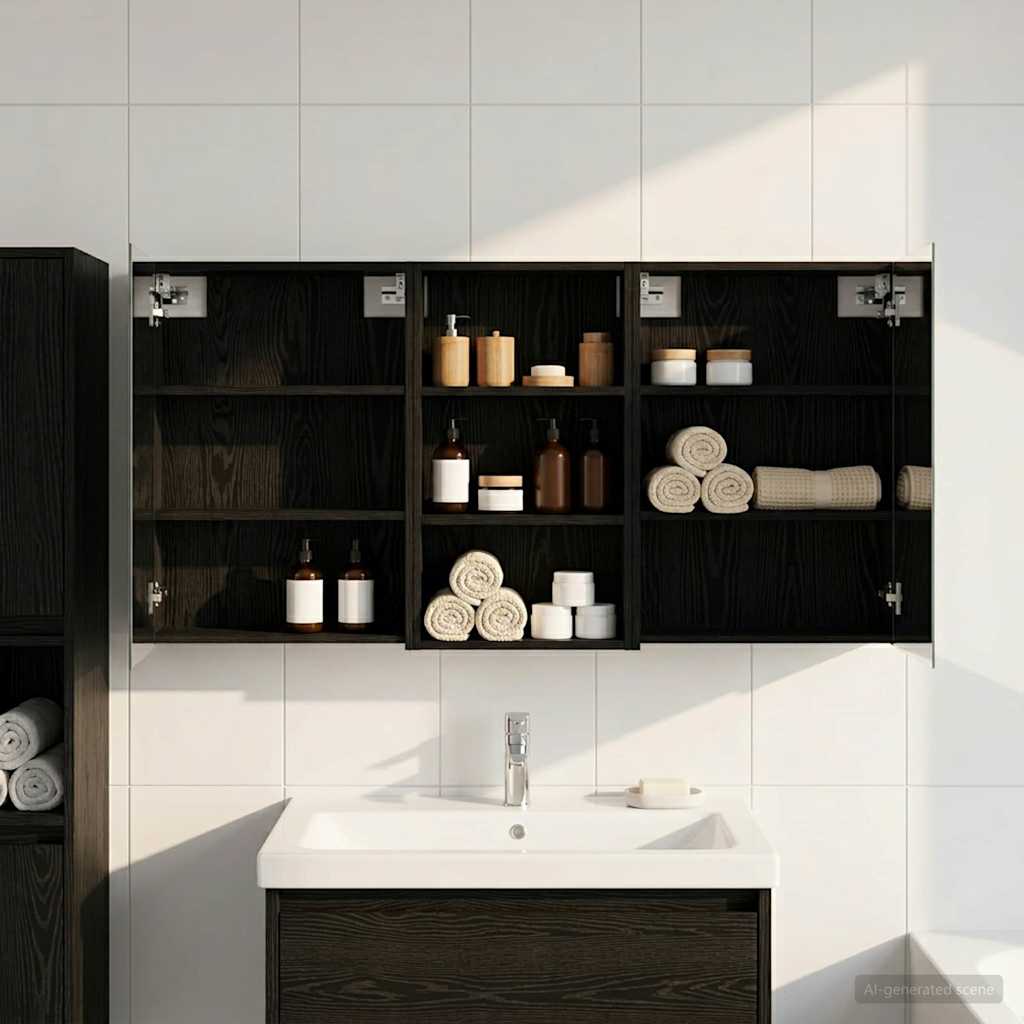 vidaXL Badkamerkast set met plank 3 pcs 80 x 10,5 x 50 cm Bewerkt hout