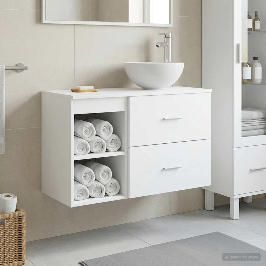 vidaXL Badkamermeubel Set 2 pcs Wit Bewerkt hout