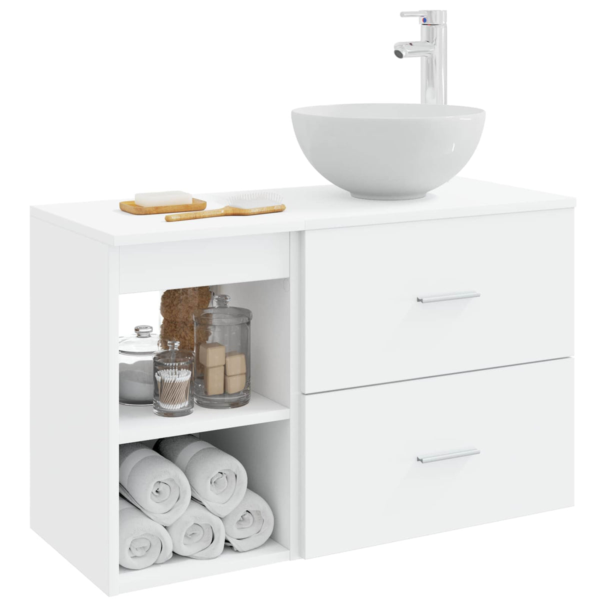 vidaXL Badkamermeubel Set 2 pcs Wit Bewerkt hout