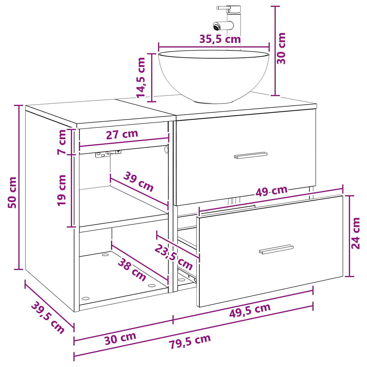 vidaXL Badkamermeubel Set 2 pcs Wit Bewerkt hout